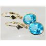 14k Gold Leverback Earrings, Swiss Blue Topaz, E101
