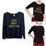 Jenni Womens Lounge Graphic Pajama Top Little Black Sweatshirt New Opt Size