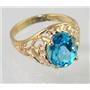 10K, 14K or 18K Gold Ladies Ring, Swiss Blue Topaz, R004