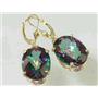 14k Gold Leverback Earrings, Mystic Fire Topaz, E407