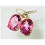 14k Gold Leverback Earrings, Pure Pink Topaz, E407
