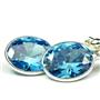 925 Sterling Silver Leverback Earrings, Swiss Blue CZ, SE101