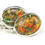 925 Sterling Silver Leverback Earrings, Created Black Opal, SE101
