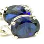 925 Sterling Silver Leverback Earrings, Created Blue Sapphire, SE007