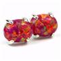 925 Sterling Silver Post Earrings, Created Red/Brown Opal, SE002C