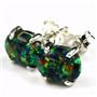 925 Sterling Silver Post Earrings, Created Black Opal, SE002C