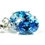 925 Sterling Silver Leverback Earrings, Swiss Blue CZ, SE107