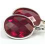 925 Sterling Silver Leverback Earrings, Created Ruby, SE101