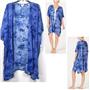 Jenni Womens Printed Lightweight Wrap Robe Tie Dye Blue OS Lounge New
