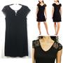 Charter Club Lace Sleeve Chemise Nightgown Black Choose Size New