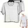 Jenni Womens Crinkle Lettuce-edge Pajama Top & Shorts Set Seersucker Ch Size New