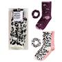 2 pr Womans Jenni Cotton Blend Crew Socks & Scrunchie Funky Leo Choose Color New