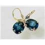 14k Gold Leverback Earrings, London Blue Topaz, E207