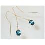 14k Gold Threader Earrings, London Blue Topaz, E003