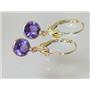 14k Gold Leverback Earrings, Amethyst, E011