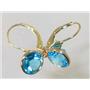 14k Gold Leverback Earrings, Swiss Blue Topaz, E111