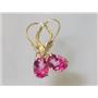 14k Gold Leverback Earrings, Pure Pink Topaz, E007