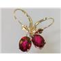 14k Gold Leverback Earrings, Crimson Topaz, E007