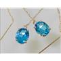 14k Gold Threader Earrings, Swiss Blue Topaz, E103