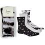 3 pr Womans Jenni Cotton Blend Crew Socks Daisy Black Gray New