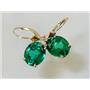 14k Gold Leverback Earrings, Russian Nanocrystal Emerald, E207