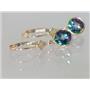 14k Gold Leverback Earrings, Mystic Fire Topaz, E011