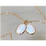 14k Gold Threader Earrings, Created White Opal, E005