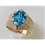 10K, 14K or 18K Men's Gold Ring, Swiss Blue Topaz, R234