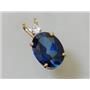P018, Created Blue Sapphire, 14K Gold Pendant