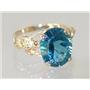 10K, 14K or 18K Gold Angel Ring, Concave London Blue Topaz, R154