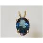P002, Quantum Cut London Blue Topaz 14k Pendant