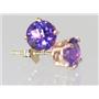 14k Gold Post Earrings, Amethyst, E012