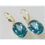 14k Gold Leverback Earrings, Neptune Garden Topaz, E407