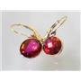14k Gold Leverback Earrings, Crimson Topaz, E101