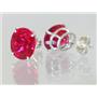 925 Sterling Silver Post Earrings, Created Ruby, SE102