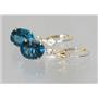 14k Gold Leverback Earrings, Quantum Cut London Blue Topaz, E107