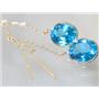 14k Gold Threader Earrings, Swiss Blue Topaz, E205