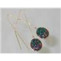 14k Gold Threader Earrings, Created Black Opal, E205