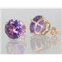 14k Gold Post Earrings, Amethyst, E212