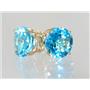14k Gold Post Earrings, Swiss Blue Topaz, E212