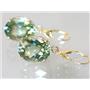 14k Gold Leverback Earrings, Green Amethyst, E407