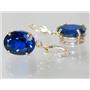 14k Gold Leverback Earrings, Created Blue Sapphire, E407