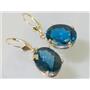14k Gold Leverback Earrings, London Blue Topaz, E407