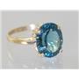 10K, 14K or 18K Gold Ladies Ring, Concave Cut London Blue Topaz, R055