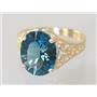 10K, 14K or 18K Gold Ladies Ring, Concave London Blue Topaz, R057