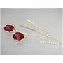14k Gold Threader Earrings, Crimson Topaz, E005
