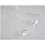 14k Gold Threader Earrings, Silver Topaz, E003