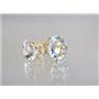 14k Gold Post Earrings, Silver Topaz, E102