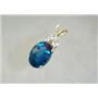 P043, London Blue Topaz 14k Gold Pendant