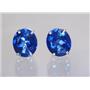 925 Sterling Silver Post Earrings, Created Blue Sapphire, SE202